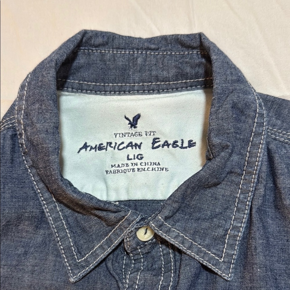 American Eagle Vintage Fit Blue Cotton Shirt L